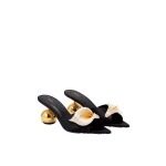 JW PEI Bianca Calla Lily Sphere Heel Mules in Black | Mules | Luxury Shoes 