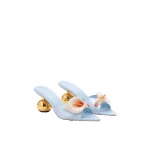 JW PEI Bianca Calla Lily Sphere Heel Mules in Blue JW PEI Bianca Calla Lily Sphere Heel Mules in Blue | Mules | Luxury Shoes