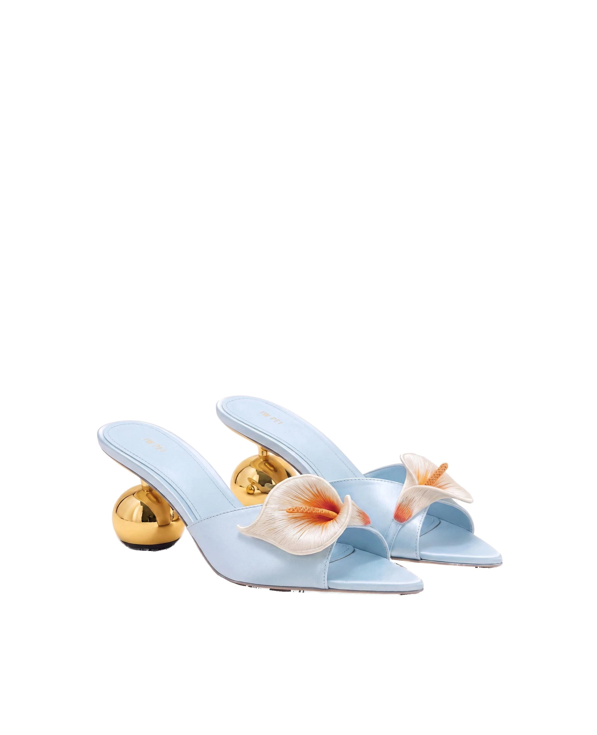 JW PEI Bianca Calla Lily Sphere Heel Mules in Blue JW PEI Bianca Calla Lily Sphere Heel Mules in Blue | Mules | Luxury Shoes