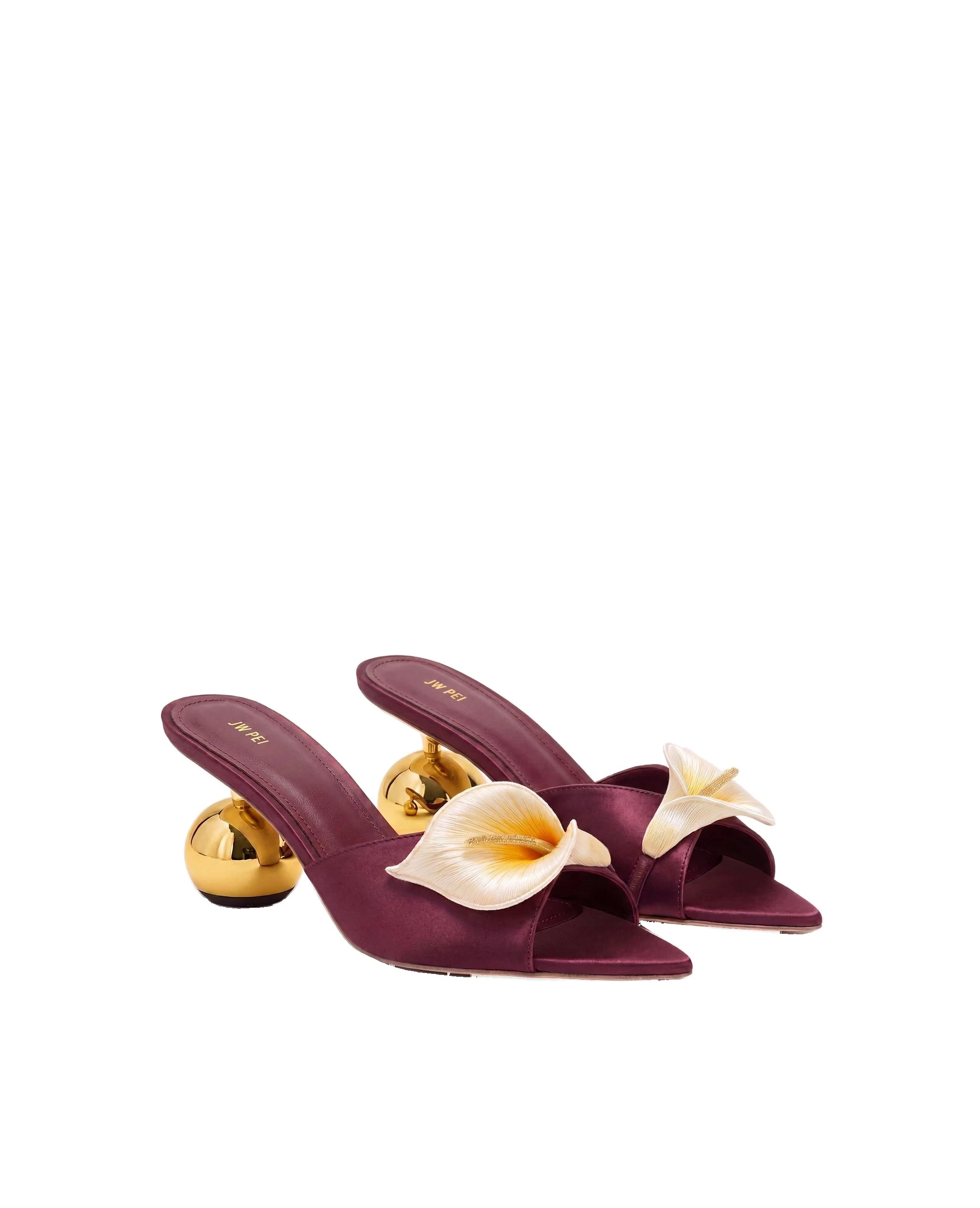 JW PEI Bianca Calla Lily Sphere Heel Mules in Burgundy JW PEI Bianca Calla Lily Sphere Heel Mules in Burgundy | Mules | Luxury Shoes