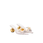 JW PEI Bianca Calla Lily Sphere Heel Mules in White | Mules | Luxury Shoes 