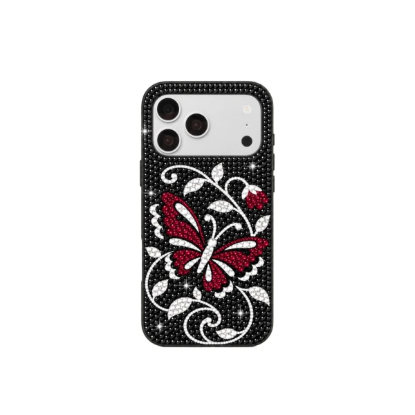 JW PEI Butterfly Artificial Crystal Phone Case in Black | Phone Cases | Luxury Shoes 