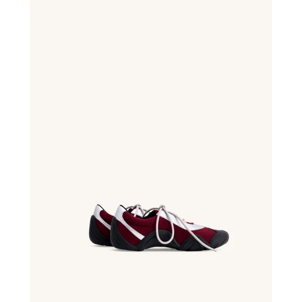 JW PEI Caitlin Faux Suede Lace-up Ballerina Sneakers in Burgundy & Light Grey | Sneakers | Luxury Shoes 