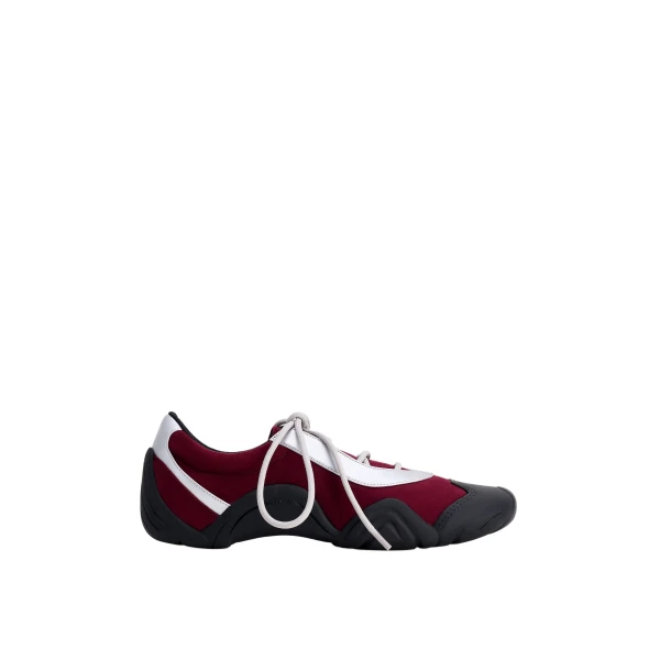 JW PEI Caitlin Faux Suede Lace-up Ballerina Sneakers in Burgundy & Light Grey | Sneakers | Luxury Shoes 