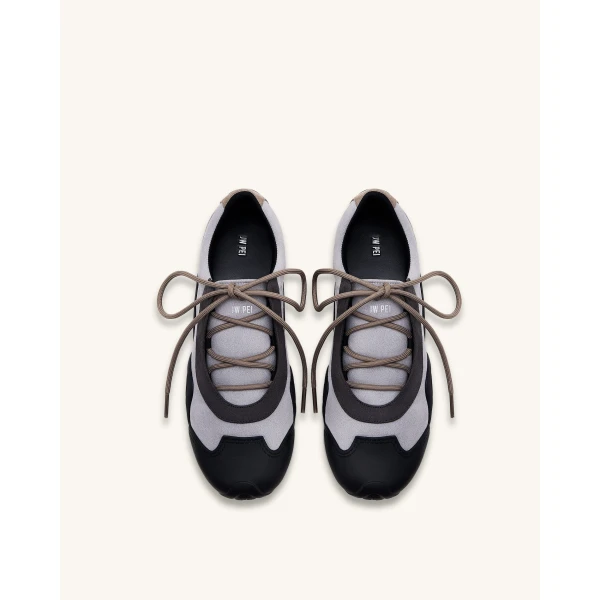 JW PEI Caitlin Faux Suede Lace-up Ballerina Sneakers in Grey Mix | Sneakers | Luxury Shoes 