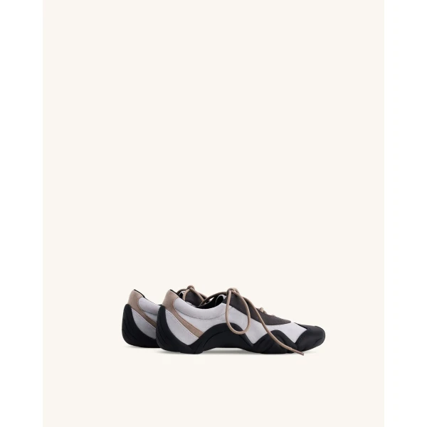 JW PEI Caitlin Faux Suede Lace-up Ballerina Sneakers in Grey Mix | Sneakers | Luxury Shoes 