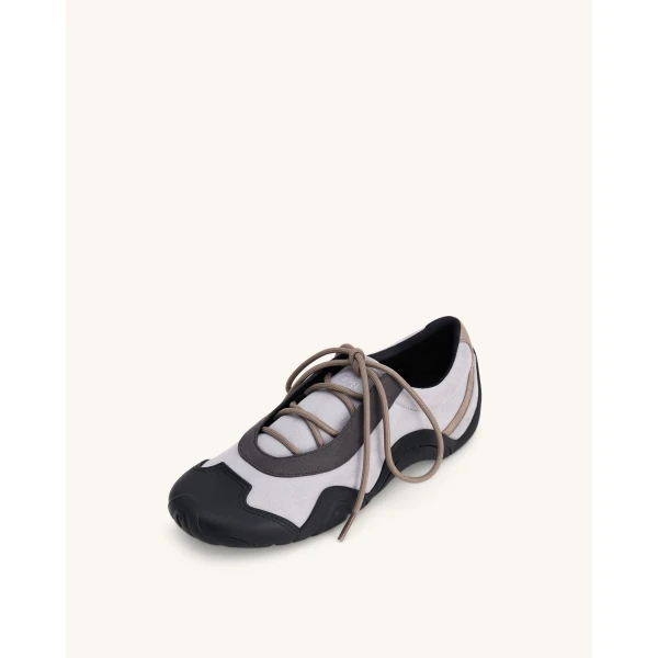 JW PEI Caitlin Faux Suede Lace-up Ballerina Sneakers in Grey Mix | Sneakers | Luxury Shoes 