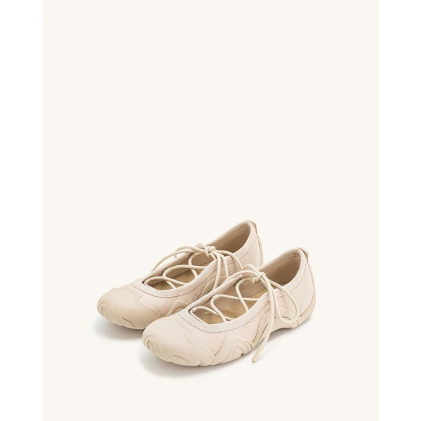 JW PEI Caitlin Lace-up Ballerina Sneakers in Beige | Sneakers | Luxury Shoes 