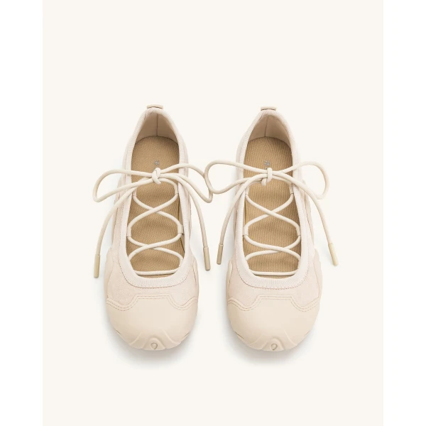 JW PEI Caitlin Lace-up Ballerina Sneakers in Beige | Sneakers | Luxury Shoes 