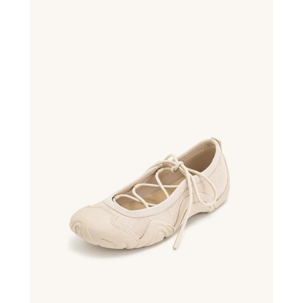 JW PEI Caitlin Lace-up Ballerina Sneakers in Beige | Sneakers | Luxury Shoes 