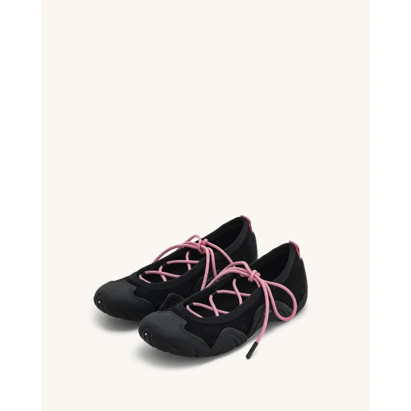 JW PEI Caitlin Lace-up Ballerina Sneakers in Black | Sneakers | Luxury Shoes 
