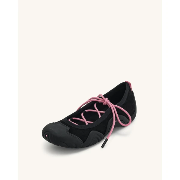 JW PEI Caitlin Lace-up Ballerina Sneakers in Black | Sneakers | Luxury Shoes 