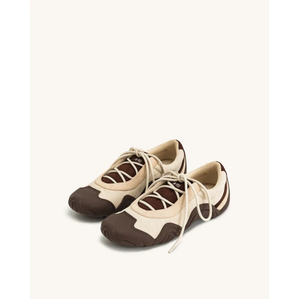 JW PEI Caitlin Lace-up Ballerina Sneakers in Light Brown | Sneakers | Luxury Shoes 
