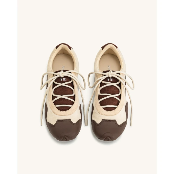 JW PEI Caitlin Lace-up Ballerina Sneakers in Light Brown | Sneakers | Luxury Shoes 
