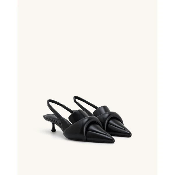 JW PEI Carla Soft Padded Kitten Heel Pumps in Black | Heels | Luxury Shoes 