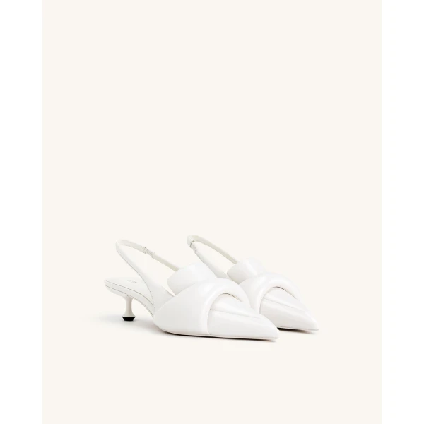 JW PEI Carla Soft Padded Kitten Heel Pumps in White | Heels | Luxury Shoes 