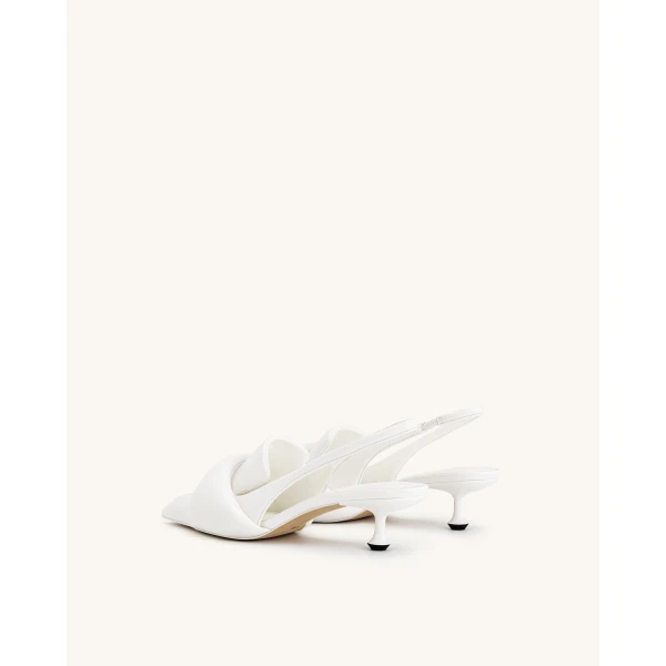 JW PEI Carla Soft Padded Kitten Heel Pumps in White | Heels | Luxury Shoes 
