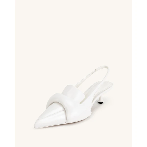 JW PEI Carla Soft Padded Kitten Heel Pumps in White | Heels | Luxury Shoes 