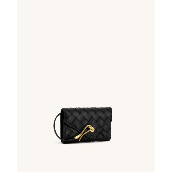 JW PEI Celeste Woven Textured Envelope Wallet in Black | Wallets & Purses | Luxury Shoes 