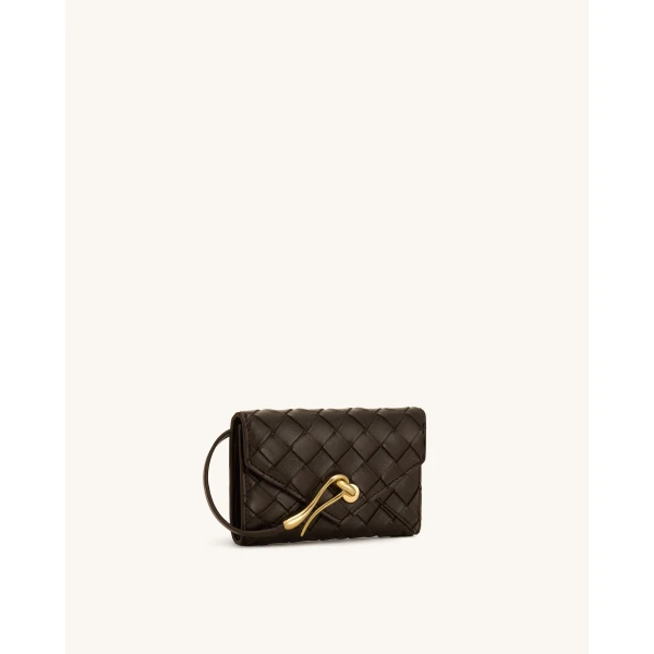 JW PEI Celeste Woven Textured Envelope Wallet in Chocolate | Wallets & Purses | Luxury Shoes 