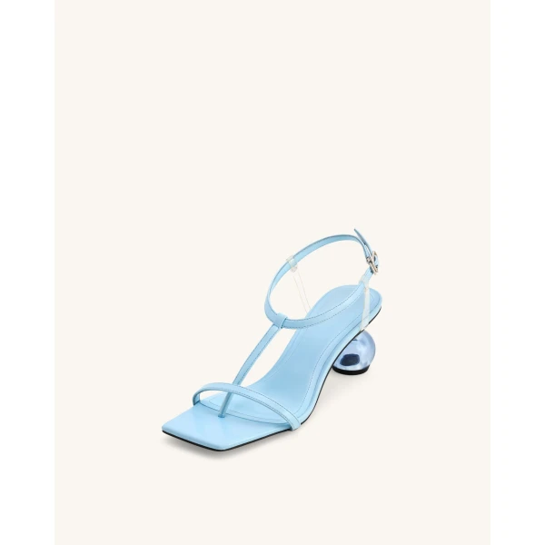 JW PEI Charlotte Strappy Heels with Spherical Heel in Sky Blue | Heels | Luxury Shoes 