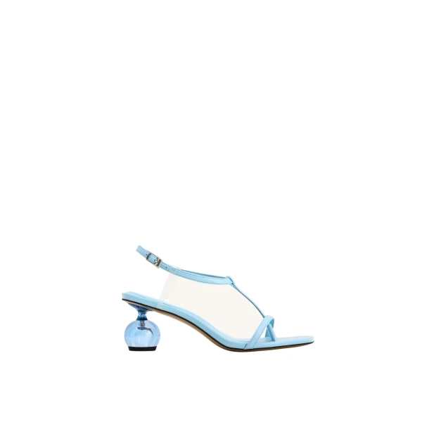 JW PEI Charlotte Strappy Heels with Spherical Heel in Sky Blue | Heels | Luxury Shoes 