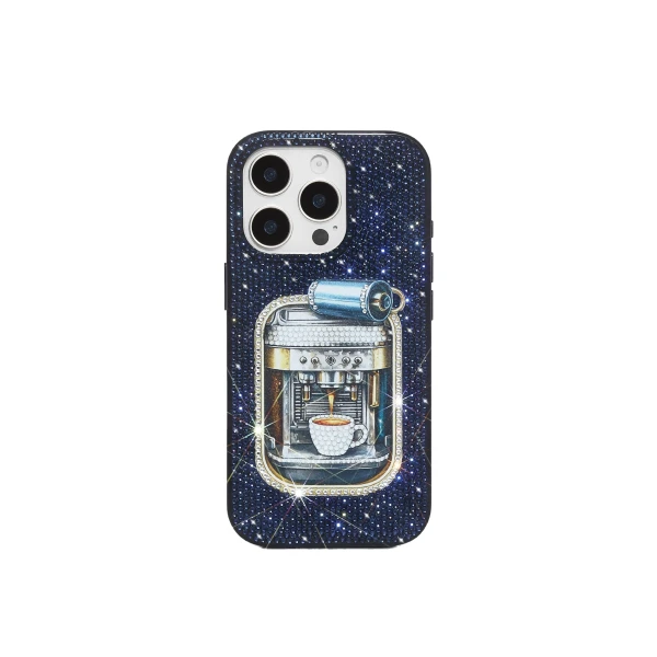 JW PEI Coffee Tin Artificial Crystal Phone Case in Blue | Phone Cases | Luxury Shoes 