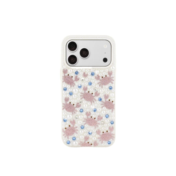 JW PEI Crab Pattern Faux Pearl Phone Case in White | Phone Cases | Luxury Shoes 