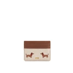 JW PEI Dachshund Embroidered Canvas Card Holder in Beige | Wallets & Purses | Luxury Shoes 