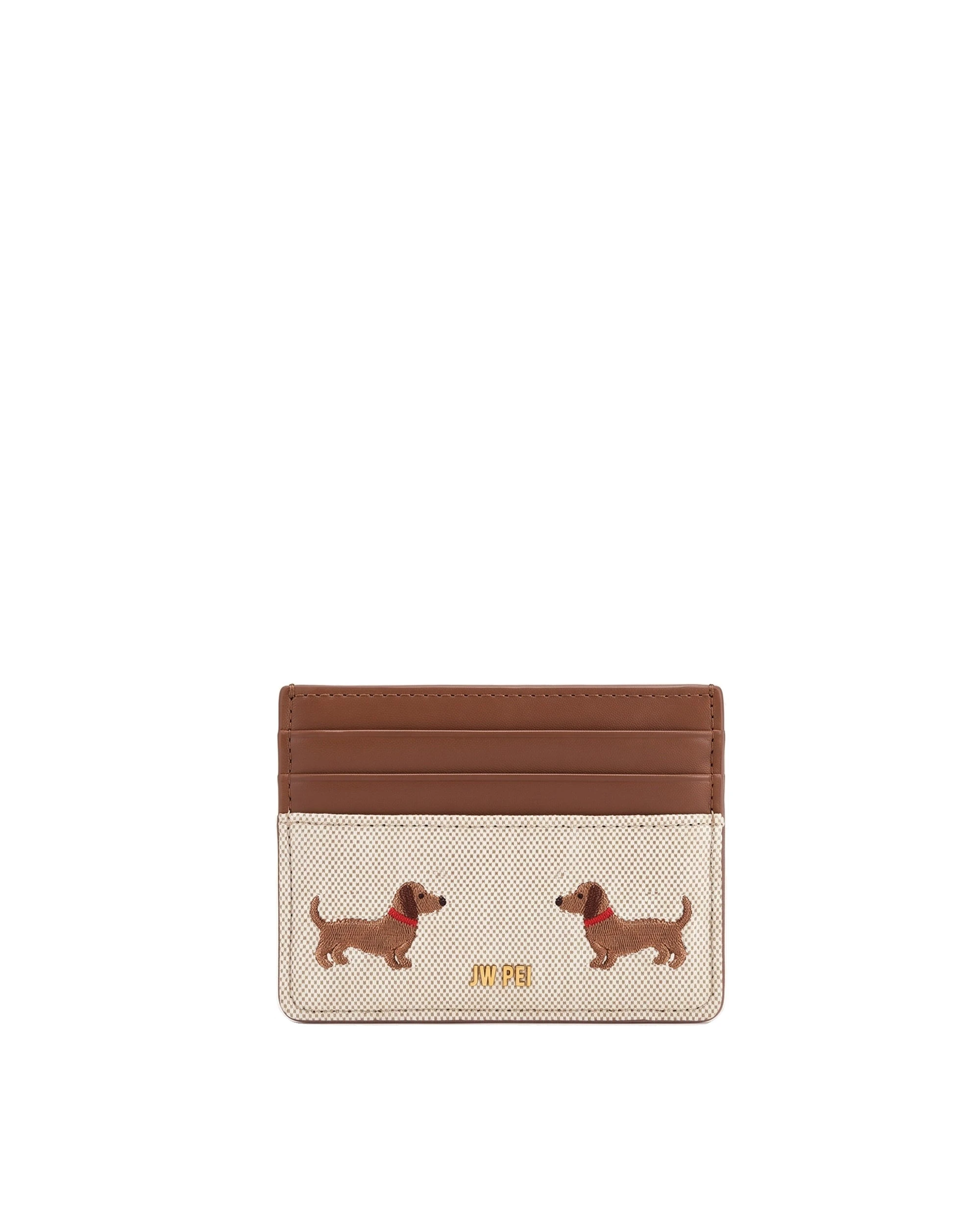 JW PEI Dachshund Embroidered Canvas Card Holder in Beige JW PEI Dachshund Embroidered Canvas Card Holder in Beige | Wallets & Purses | Luxury Shoes
