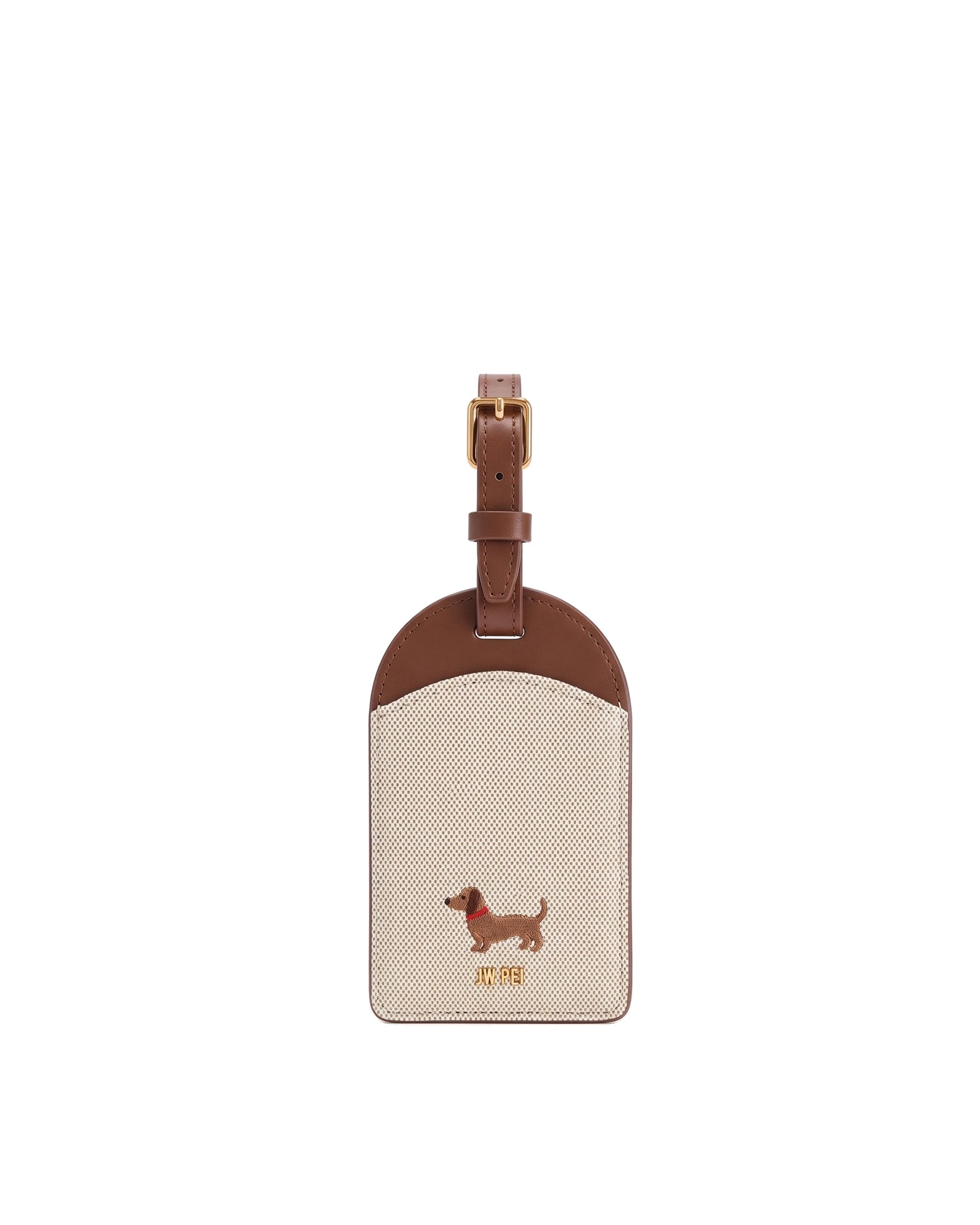 JW PEI Dachshund Embroidered Canvas Luggage Tag in Beige JW PEI Dachshund Embroidered Canvas Luggage Tag in Beige | Accessories | Luxury Shoes