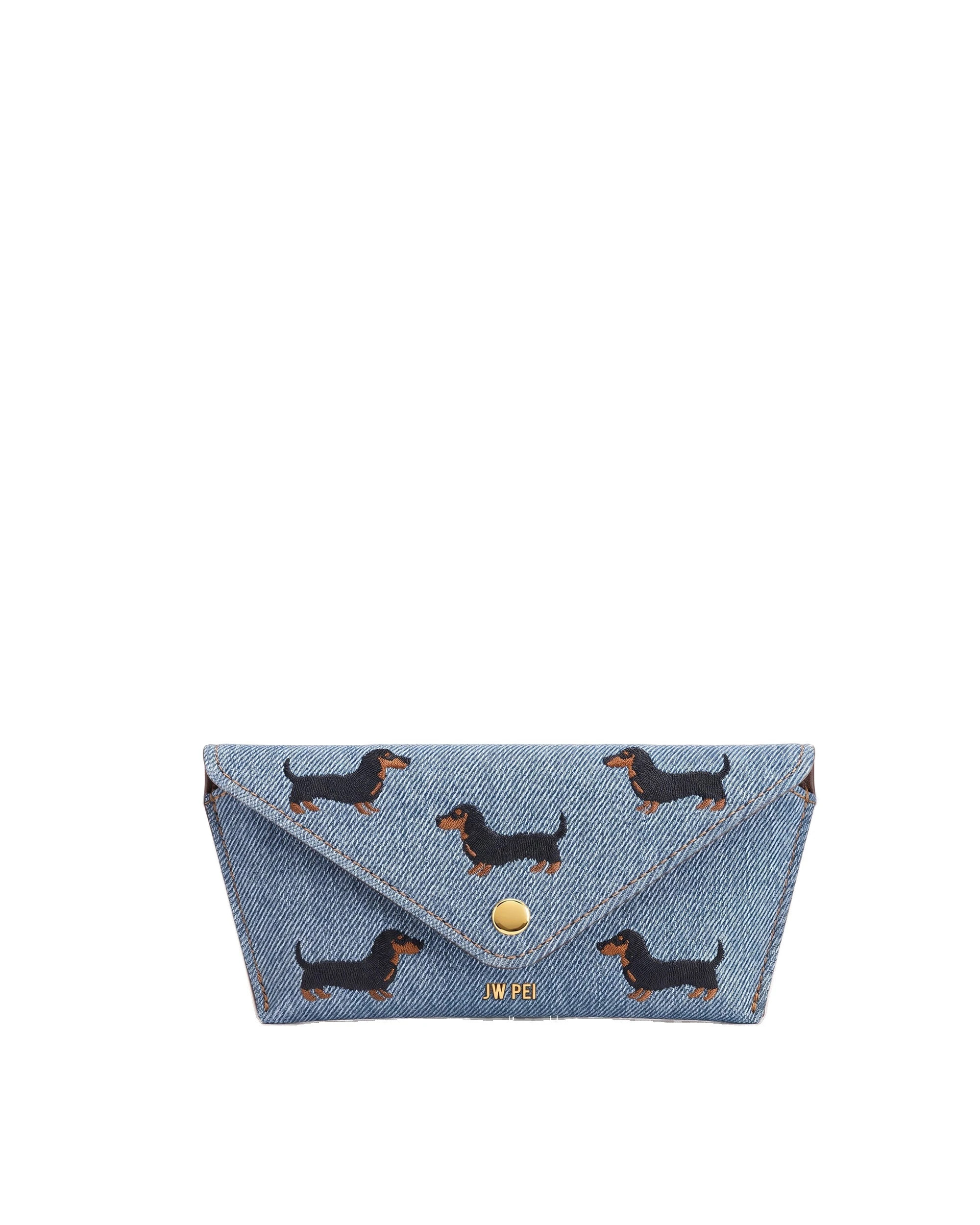 JW PEI Dachshund Embroidered Denim Glasses Case in Blue JW PEI Dachshund Embroidered Denim Glasses Case in Blue | Accessories | Luxury Shoes