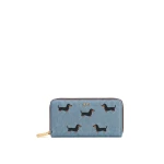 JW PEI Dachshund Embroidered Denim Zip Wallet in Blue | Wallets & Purses | Luxury Shoes 
