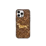 JW PEI Dachshund Motif Artificial Crystal Phone Case in Brown | Phone Cases | Luxury Shoes 