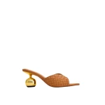 JW PEI Ellie Braided Sphere Heel Mules in Khaki | Mules | Luxury Shoes 