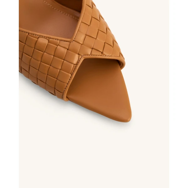 JW PEI Ellie Braided Sphere Heel Mules in Khaki | Mules | Luxury Shoes 