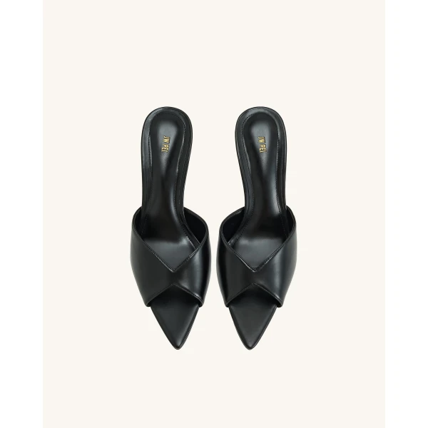 JW PEI Ellie Sphere Heel Mules in Black | Mules | Luxury Shoes 