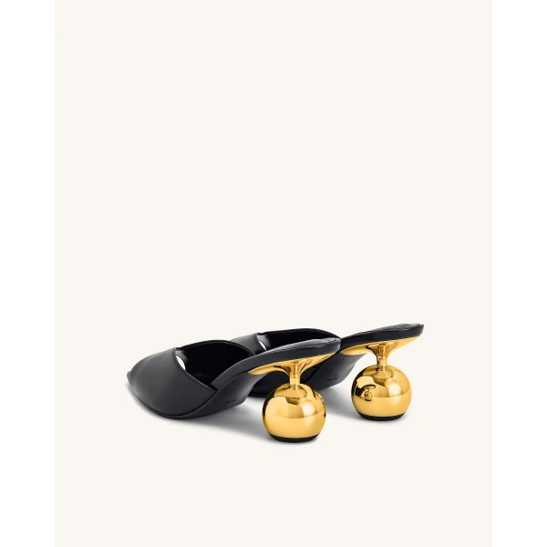 JW PEI Ellie Sphere Heel Mules in Black | Mules | Luxury Shoes 