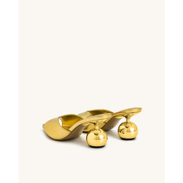 JW PEI Ellie Sphere Heel Mules in Gold | Mules | Luxury Shoes 