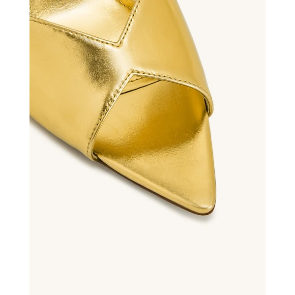 JW PEI Ellie Sphere Heel Mules in Gold | Mules | Luxury Shoes 