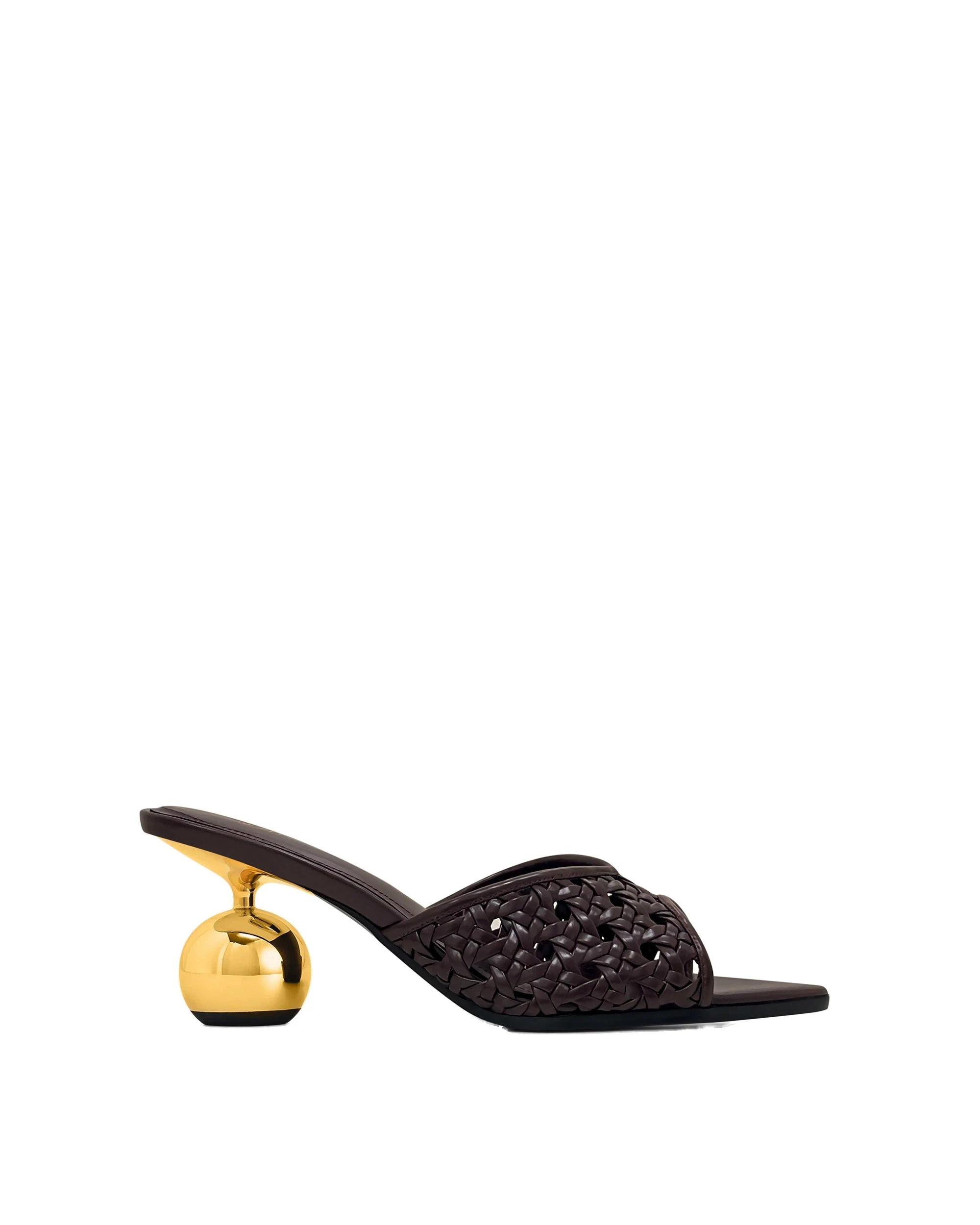 JW PEI Ellie Woven Sphere Heel Mules in Deep Burgundy JW PEI Ellie Woven Sphere Heel Mules in Deep Burgundy | Mules | Luxury Shoes