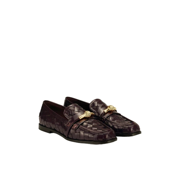 JW PEI Elowen Woven Horsebit Loafers in Burgundy | Loafers | Luxury Shoes 