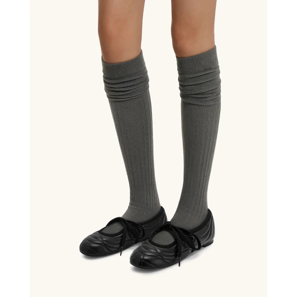 JW PEI Erika Topstitching lace-up Ballet Flats in Black | Flats | Luxury Shoes 