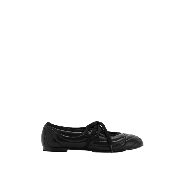 JW PEI Erika Topstitching lace-up Ballet Flats in Black | Flats | Luxury Shoes 