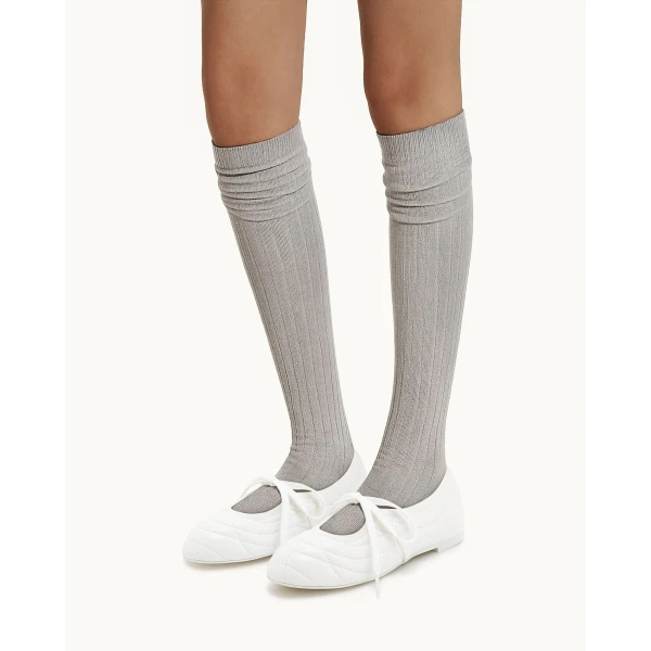 JW PEI Erika Topstitching lace-up Ballet Flats in White | Flats | Luxury Shoes 