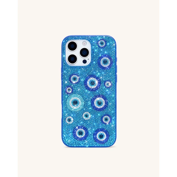 JW PEI Evil Eye Artificial Crystal Embellished Phone Case in Blue | Phone Cases | Luxury Shoes 