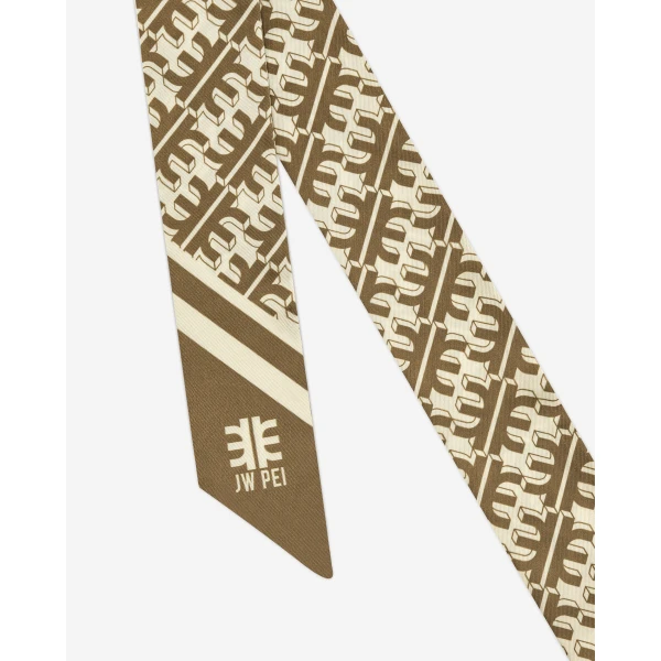 JW PEI FEI Faux Silk Twill Scarf in Brown | Scarves | Luxury Shoes 