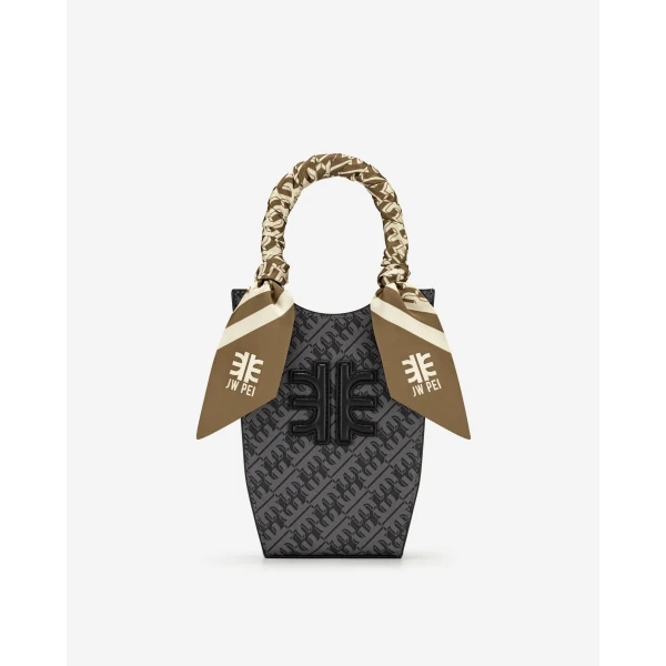 JW PEI FEI Faux Silk Twill Scarf in Brown | Scarves | Luxury Shoes 