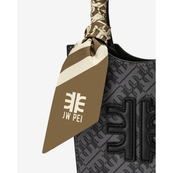 JW PEI FEI Faux Silk Twill Scarf in Brown | Scarves | Luxury Shoes 