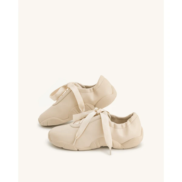 JW PEI Flavia Ballerina Sneakers in Apricot | Sneakers | Luxury Shoes 
